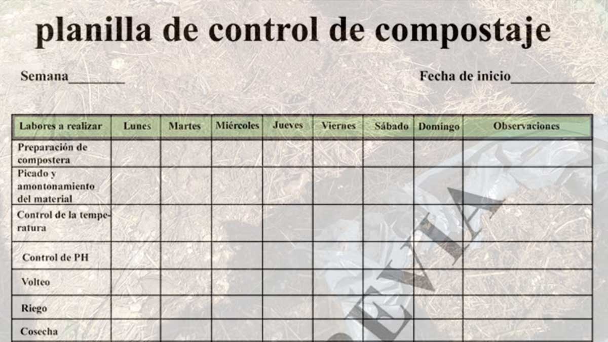 plantilla de control de compostaje